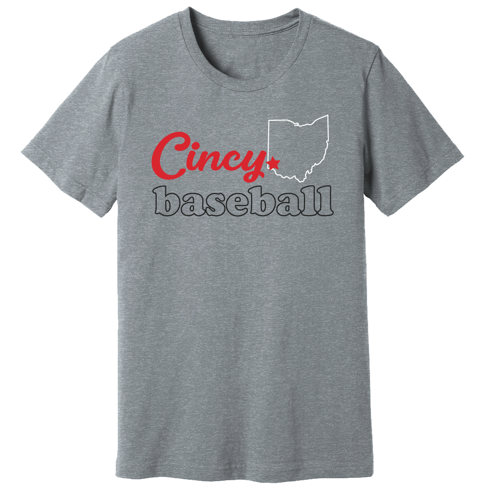 Cincy Baseball Script Star tee