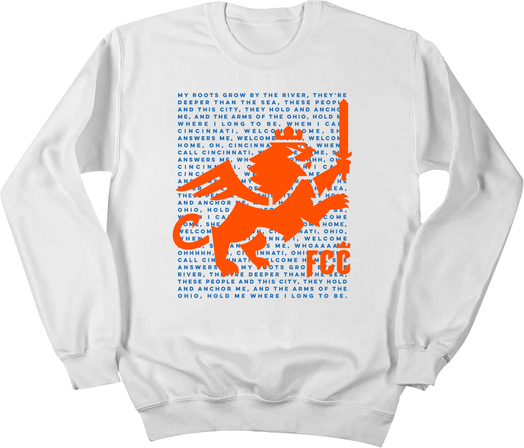 FC Cincinnati Fight Song Crewneck Sweatshirt White Cincy Shirts