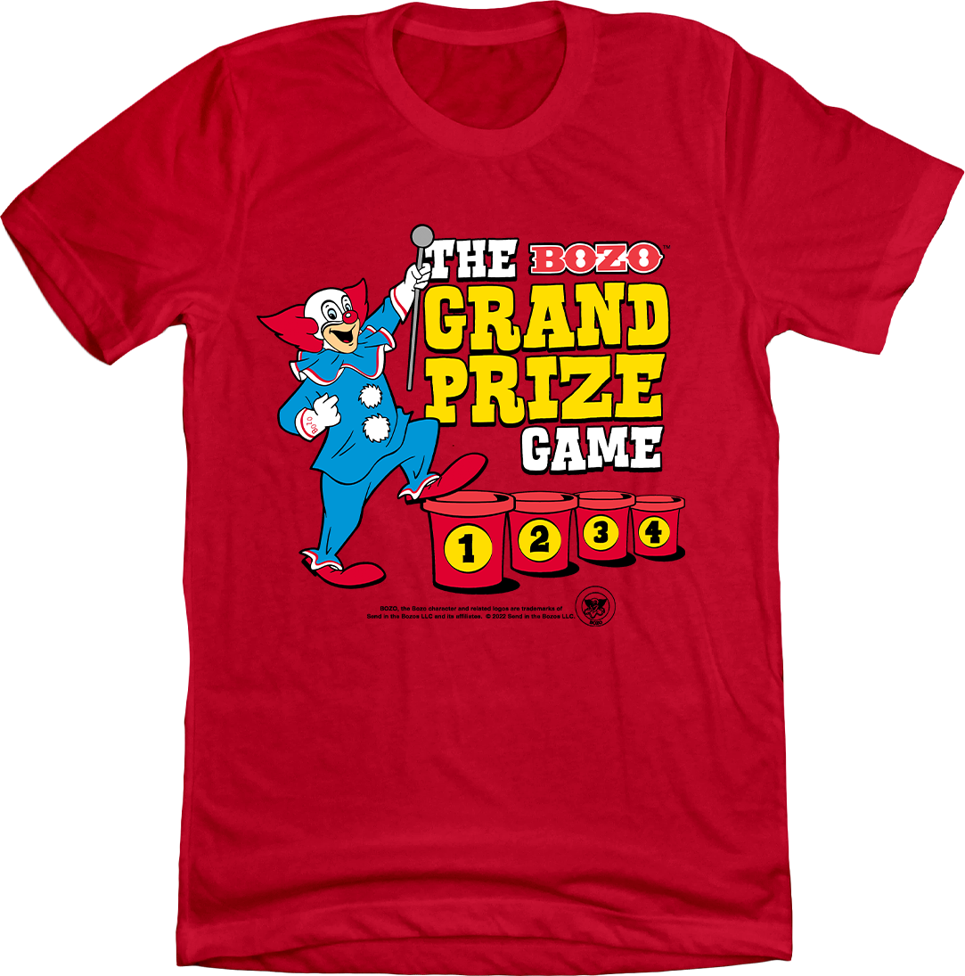 Bozo Grand Prize Game red T-shirt Old School Shirts