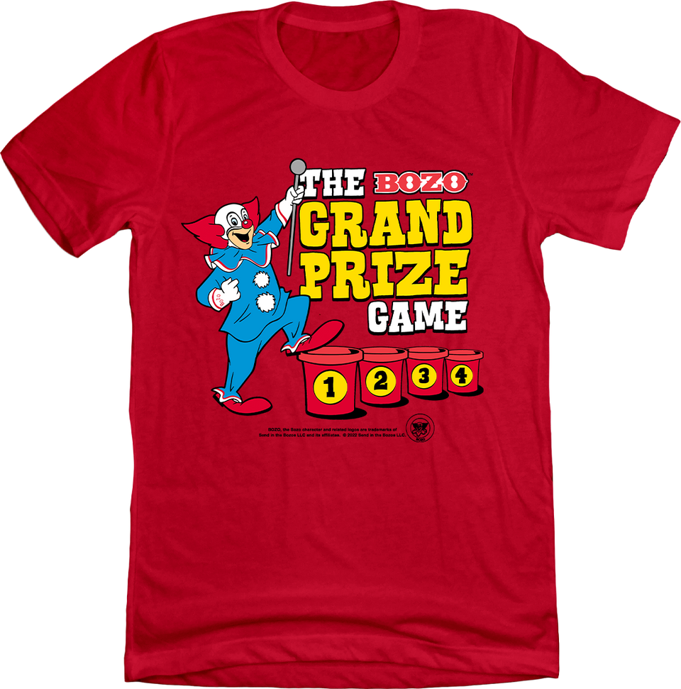 Bozo Grand Prize Game red T-shirt Old School Shirts