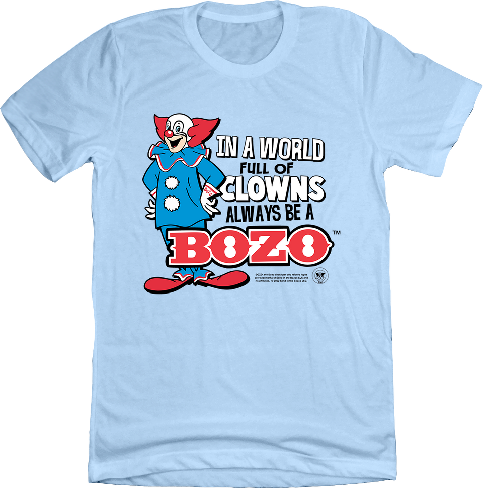 Bozo in a World Full of Clowns light blue T-shirt Old School Shirts