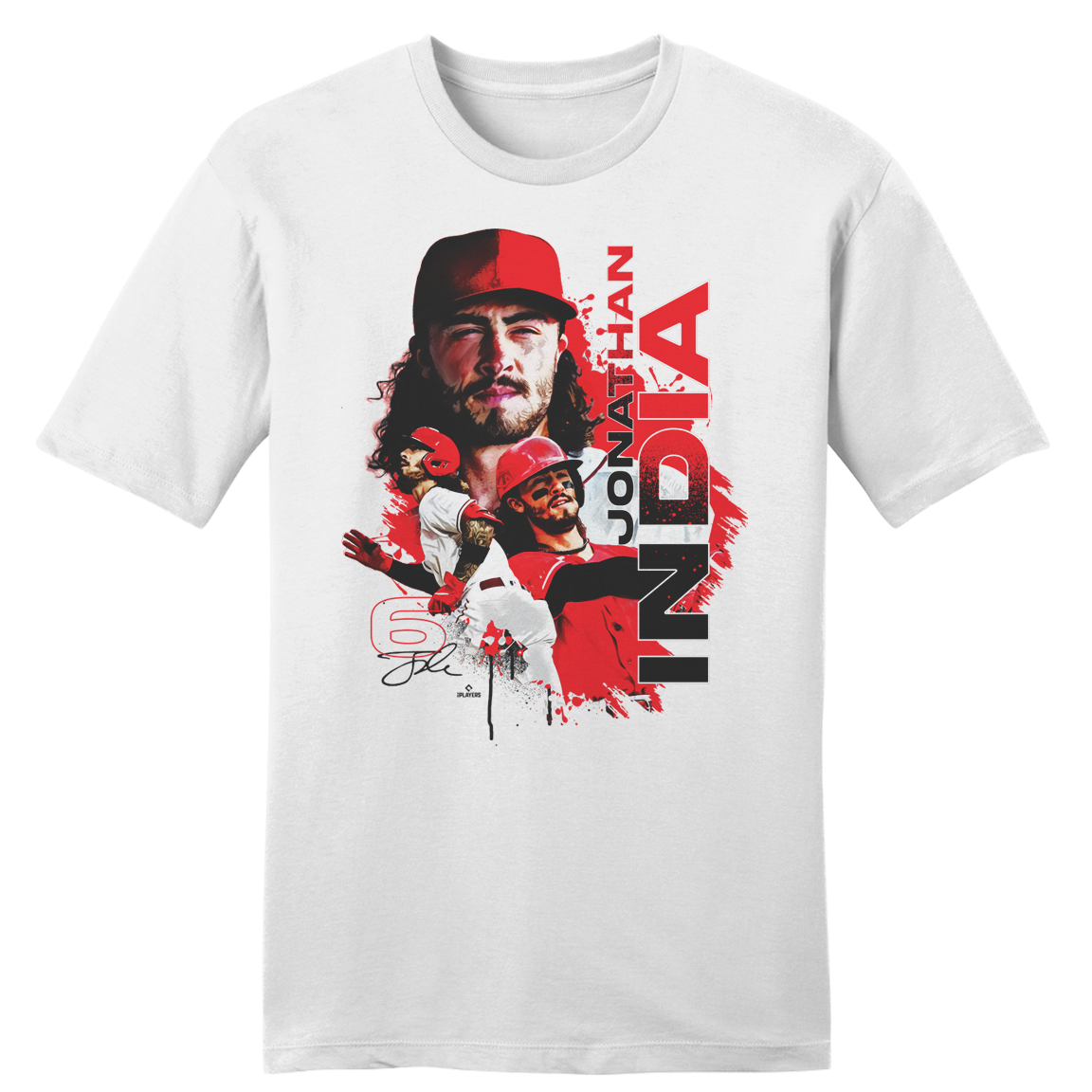Jonathan India The Red Sparrow mlbpa Tee | Cincy Shirts Unisex T-Shirt / White / L