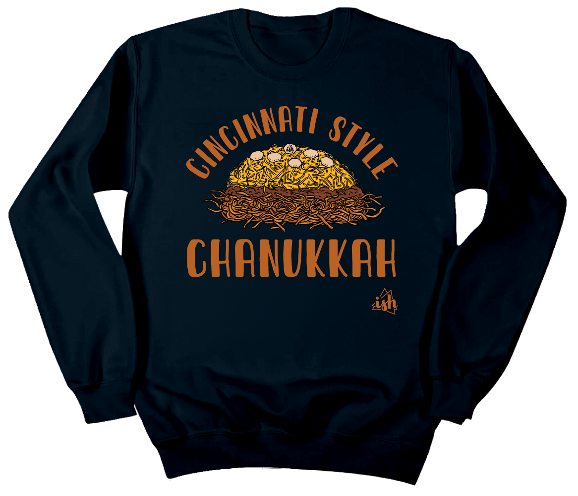 Cincinnati Chanukkah Cincy Shirts navy Crewneck sweatshirt
