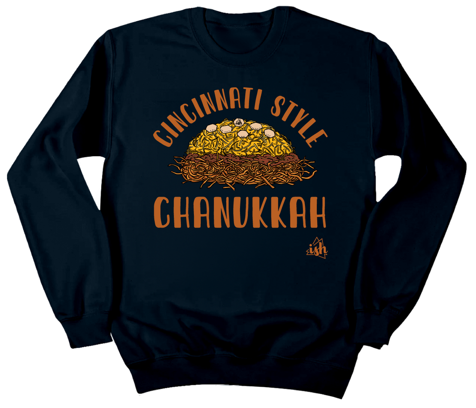 Cincinnati Chanukkah Cincy Shirts navy Crewneck sweatshirt