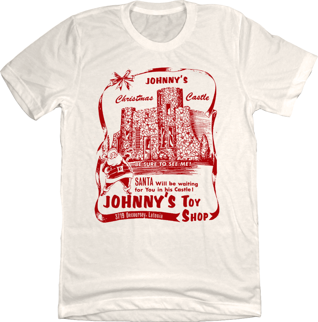 Johnny's Toys Christmas Castle white T-shirt Cincy Shirts