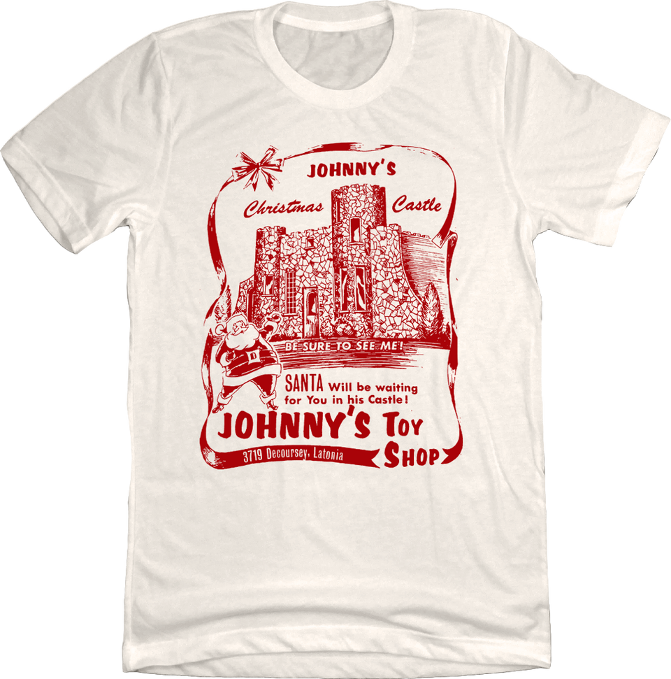 Johnny's Toys Christmas Castle white T-shirt Cincy Shirts