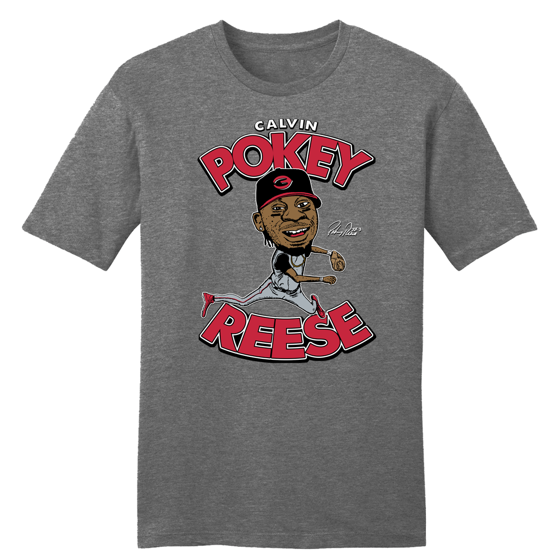 Pokey Reese - Hall of Heroes | Cincinnati Baseball Apparel | Cincy Shirts Unisex T-Shirt / Charcoal / 2x