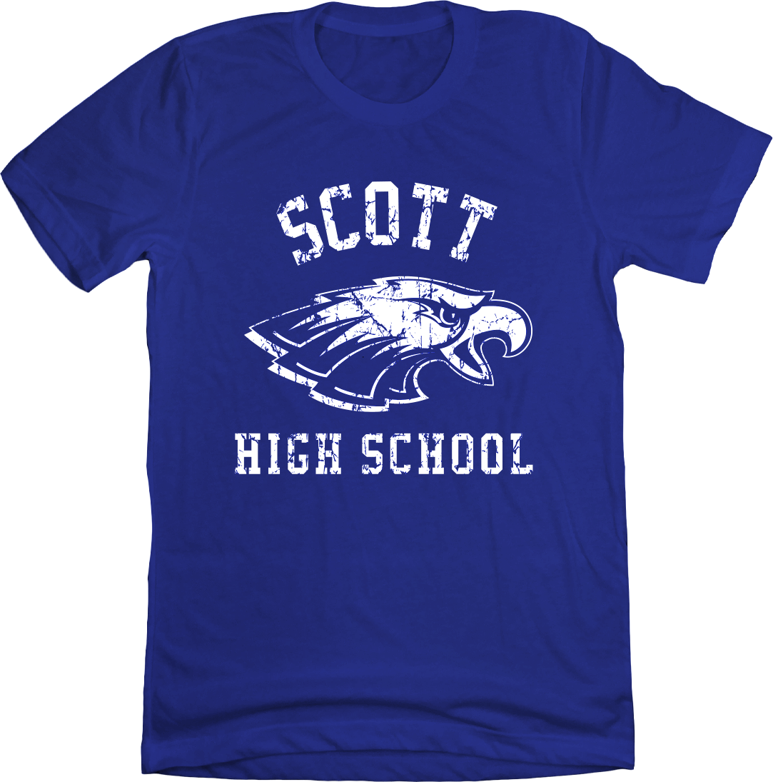 Scott High School Eagles Distressed Logo blue T-shirt Cincy Shirts