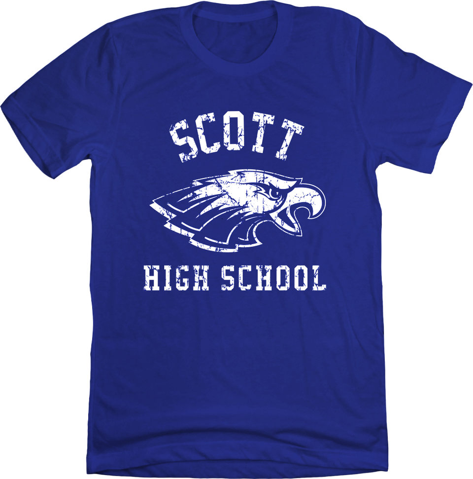 Scott High School Eagles Distressed Logo blue T-shirt Cincy Shirts