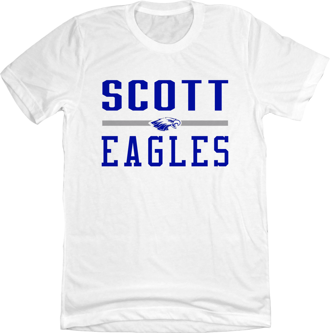 Scott High School Eagles Text and Eagle Head White T-shirt Cincy Shirts