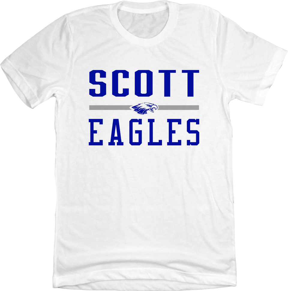Scott High School Eagles Text and Eagle Head White T-shirt Cincy Shirts
