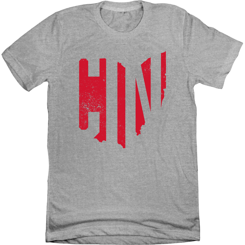 CIN Ohio-Shaped Stencil red ink grey T-shirt Cincy Shirts