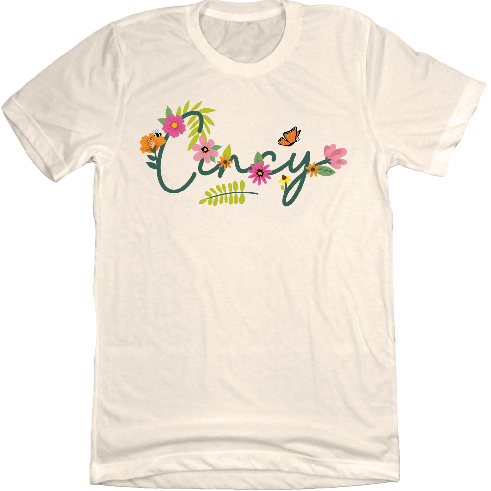 Cincy Flowers and Butterfly natural white  Cincy Shirts