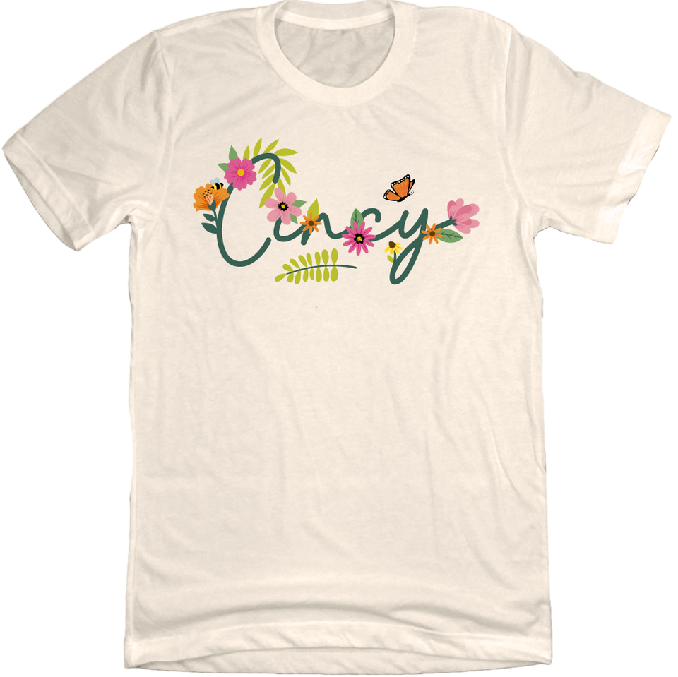 Cincy Flowers and Butterfly natural white  Cincy Shirts