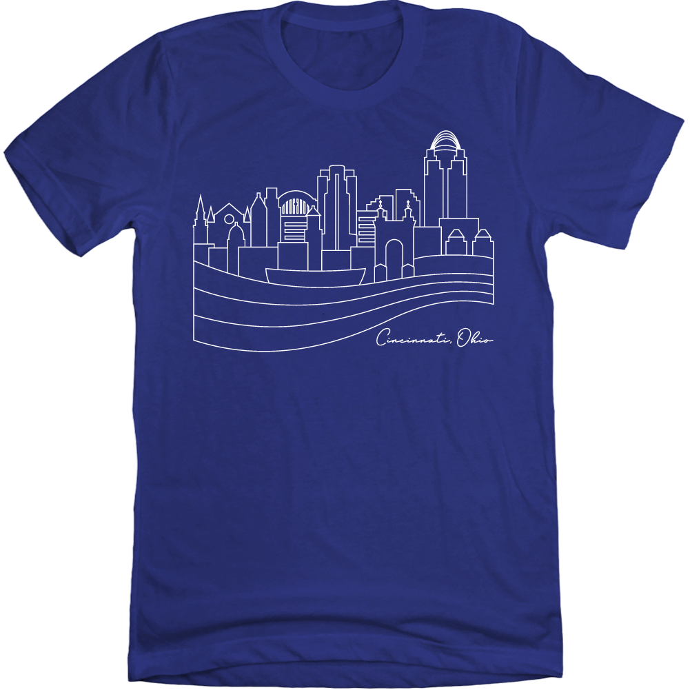 Cincinnati Line Drawing Downtown blue T-shirt Cincy Shirts