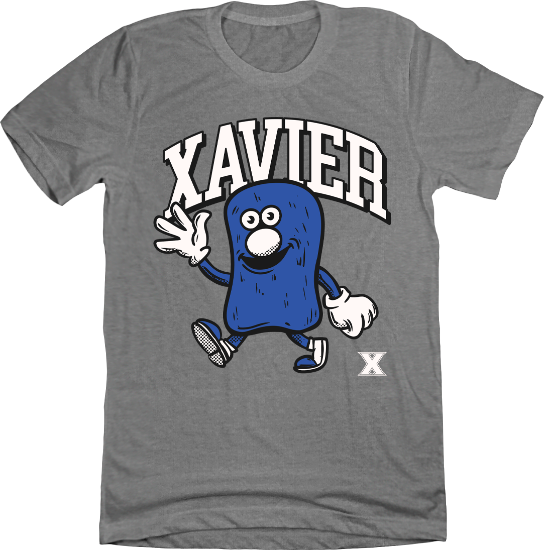 Xavier Blob Vintage Mascot T-shirt grey Cincy Shirts