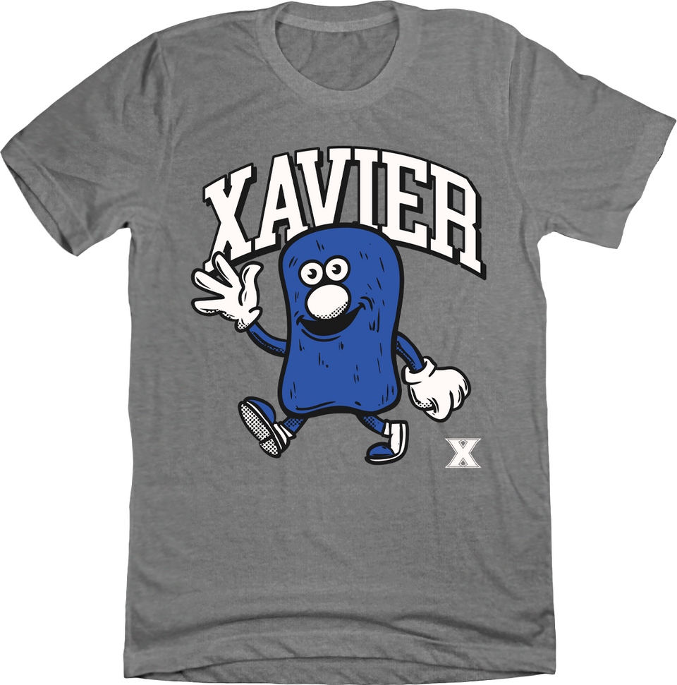 Xavier Blob Vintage Mascot T-shirt grey Cincy Shirts